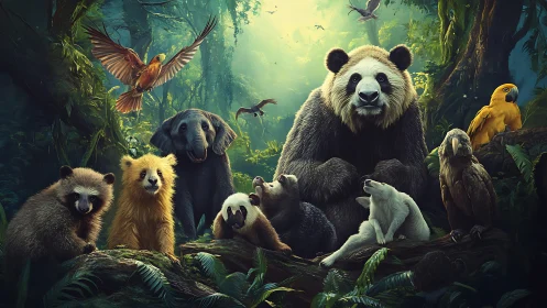 Forest council gathers as curious creatures share quiet wonder