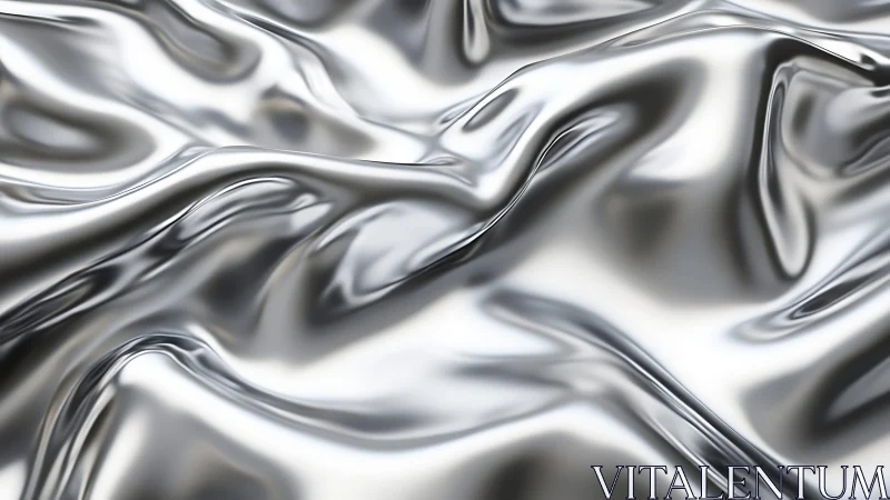 Shiny Metallic Fabric Texture in Abstract Smooth Waves Style.