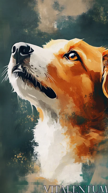 Expressive dog portrait rendered in textured digital brushwork