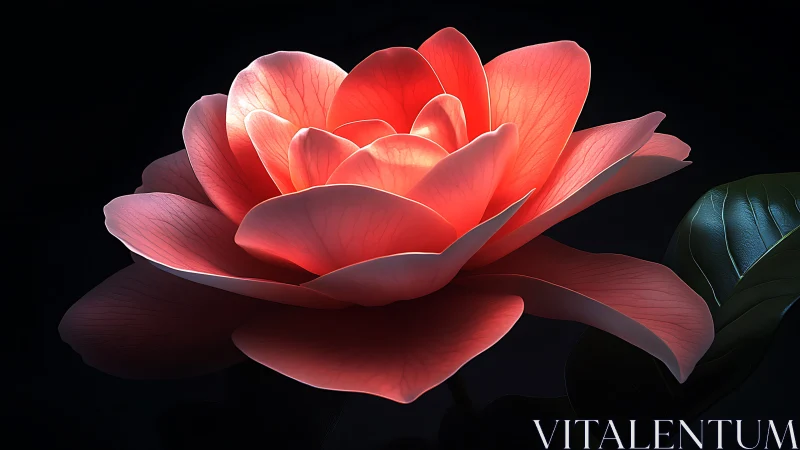 Luminous Red Rose Bloom Against Black