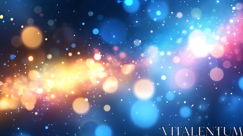 Glowing rainbow bokeh lights drifting through a dreamy night.