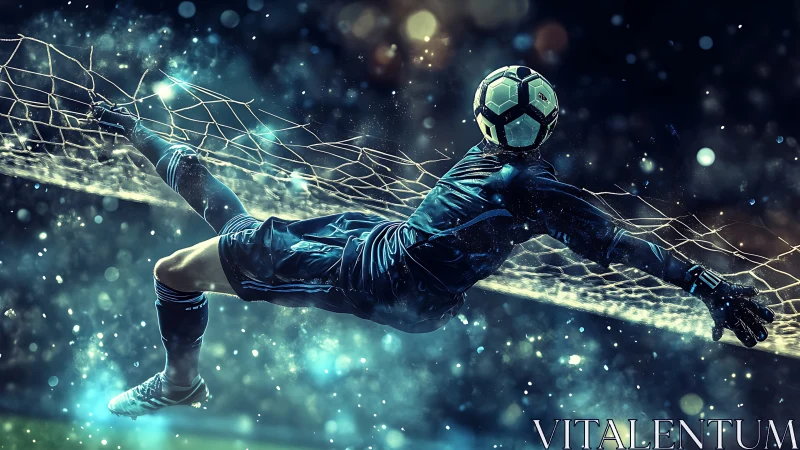 Starfield goalkeeper rockets through the netted cosmos