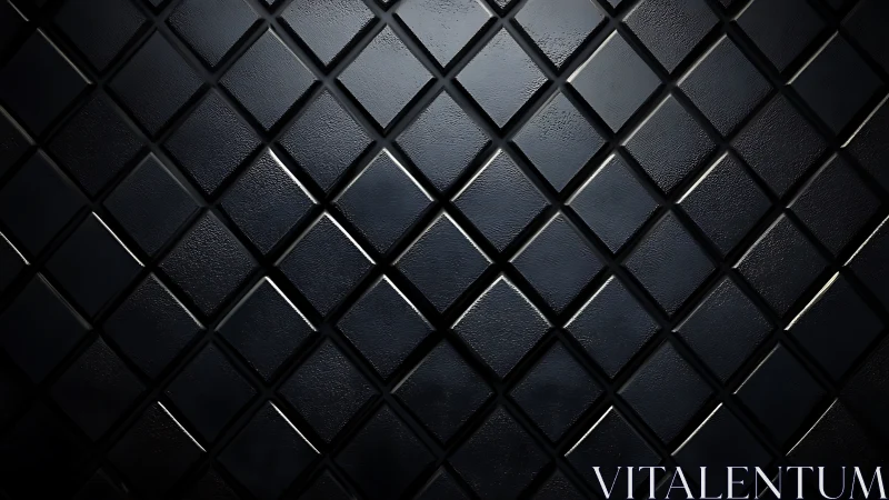 Dark glossy diamond tile wall with geometric reflections.