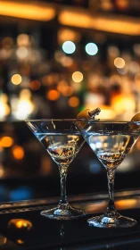 Elegant Cocktails Shine Under Ambient Bar Lighting
