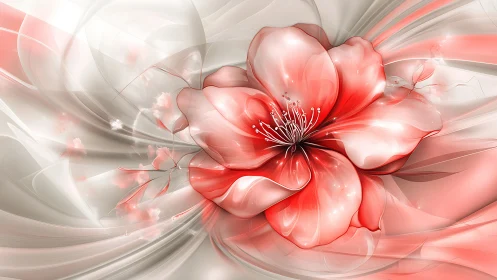 Coral blossom unfolds in luminous abstract petals of light.