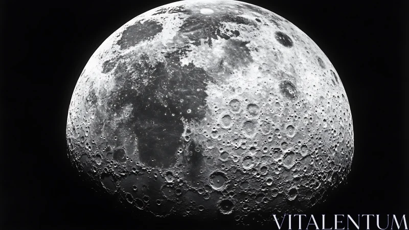 Luminous moon surface invites close-up views of quiet craters