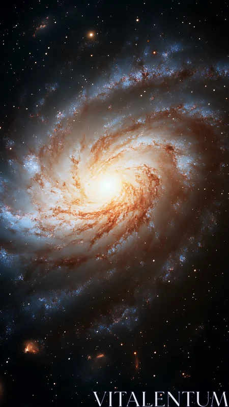 Spiral galaxy core with luminous dust lanes and starfields.