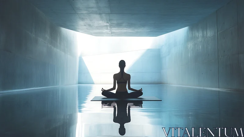 Calm meditation unfolds in a quiet, light filled water space