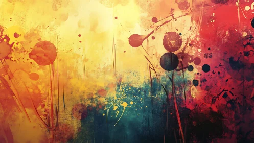 Vibrant Abstract Art With Colorful Paint Splatters and Strokes.