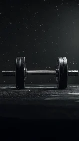 Lone steel dumbbell under starlit gym dust storm drama.