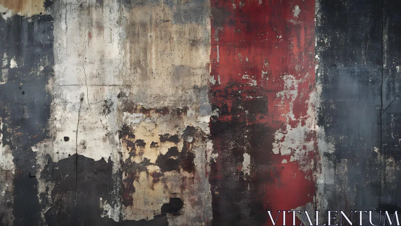 Weathered industrial wall with peeling paint in abstract style.