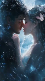 Two figures in ethereal composition with crystalline overlay.