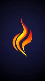 Tripartite Flame Emblem with Gradient Overlay on Navy Background.