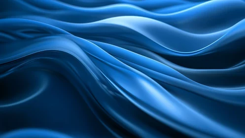 Silky blue waves flow softly in a calm abstract seascape