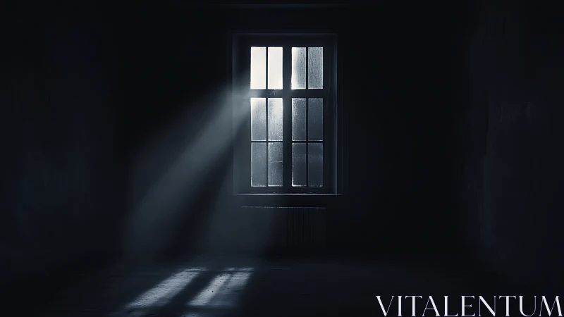 Single backlit window casts volumetric rays into dark room