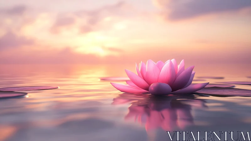 Lotus glow drifting across a pastel-tinted sunrise lake.