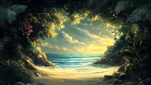 Golden Gateway to Paradise: Where Forest Meets Celestial Sea.