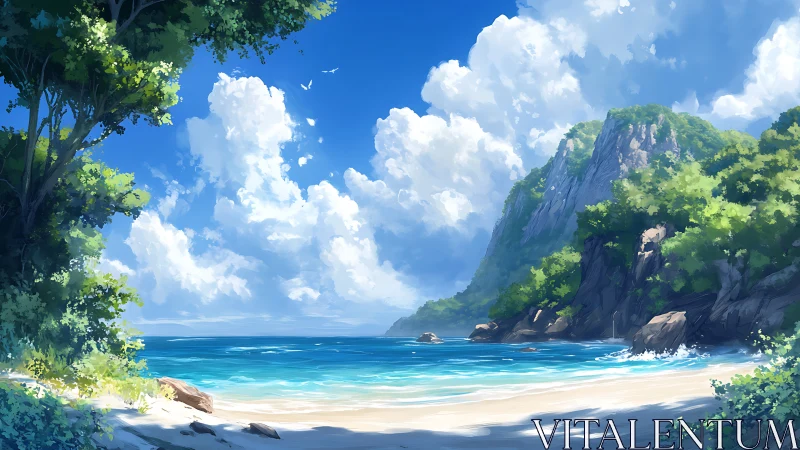 Coastal Cove with Towering Cliffs and Turquoise Waters