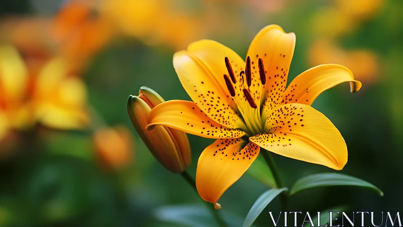 Golden Spotted Tiger Lily Blooms Beautifully in Nature