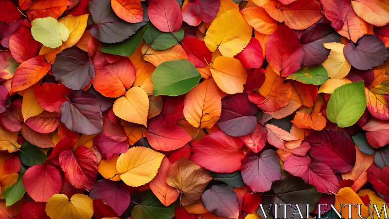 Cozy carpet of colorful autumn leaves in warm rich tones.
