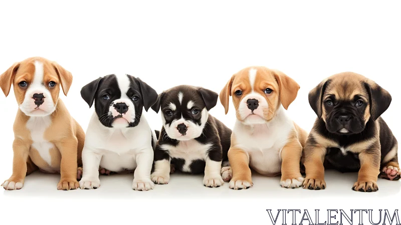 Puppy parliament lines up in perfect pastel-colored order