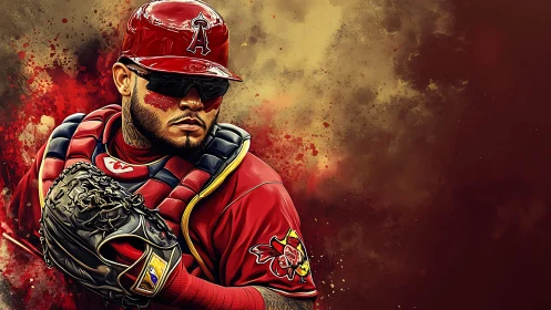 Crimson catcher coils in focus as stormy colors collide