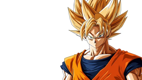 Golden haired anime warrior channels intense battle focus.