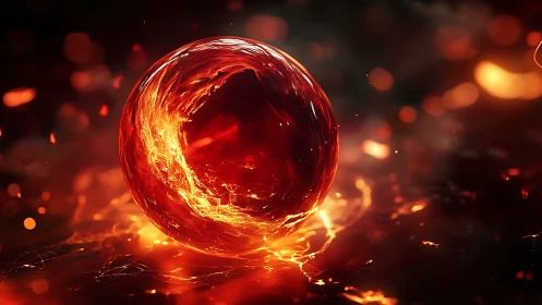 Incandescent Sphere Radiates Golden Fire.