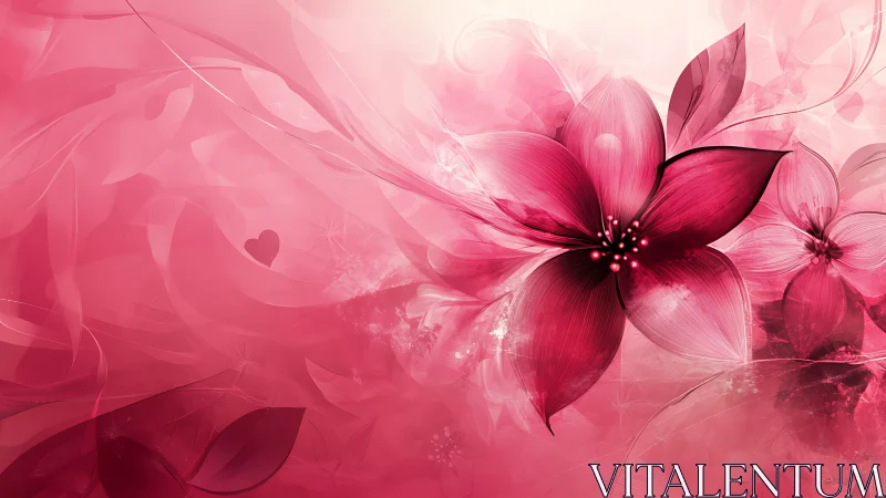 Magenta Floral Composite with Layered Botanical Elements