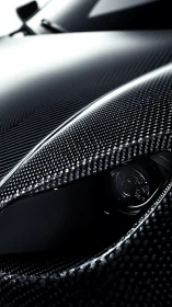 Carbon fiber supercar headlight detail under studio light