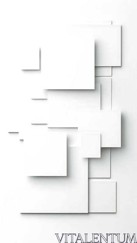Minimalist white geometric panels with layered rectangles.