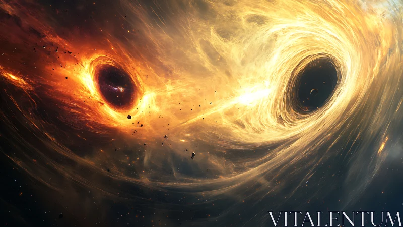 Binary black hole accretion vortices in relativistic collision.