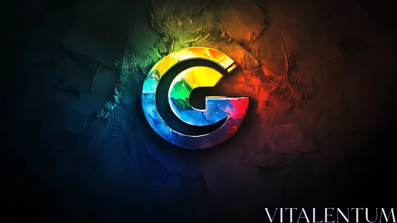 Chromatic G emblem on textured dark gradient canvas.