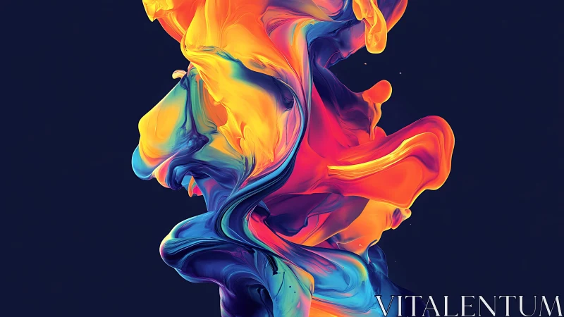 Vibrant abstract color plumes forming dual profile shapes.