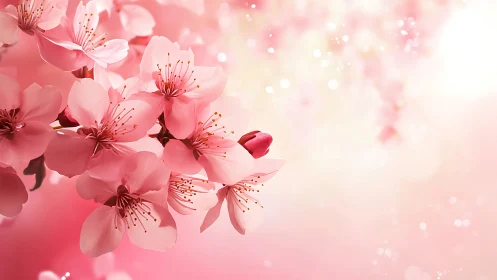 Pink Cherry Blossoms in Soft Focus Bloom.