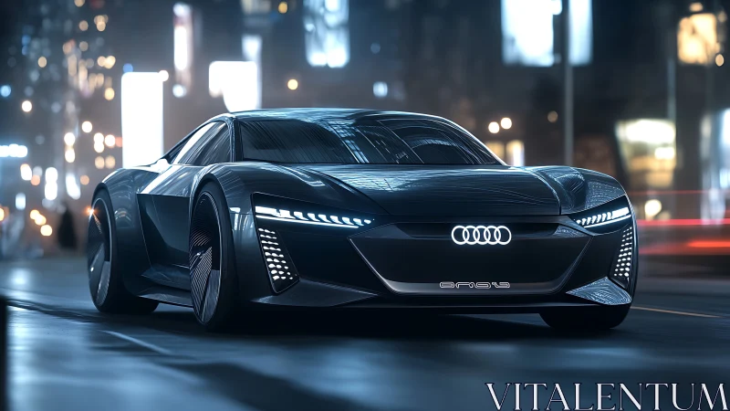Futuristic Audi concept coupe rendered in nocturnal urban light
