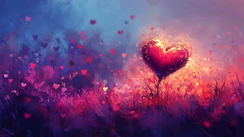 Luminescent heart form in gradient field composition