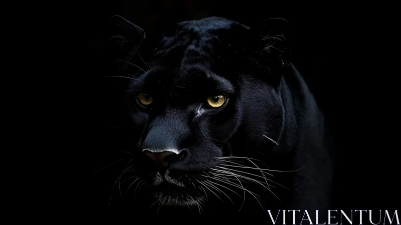 Obsidian Panther Emerges from Shadows with Molten Gaze