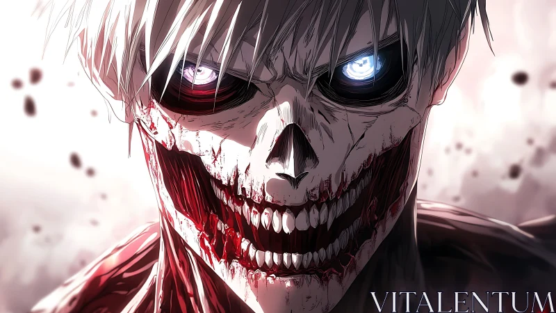 Skull-faced humanoid stares forward with glowing hostile eyes