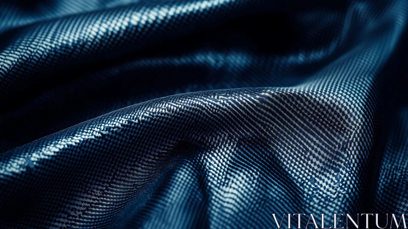 Closeup of dark blue textured synthetic fabric surface.