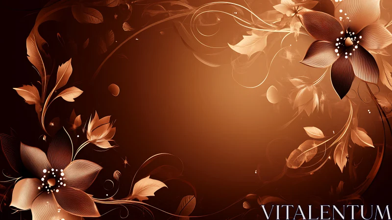 Elegant Copper Flowers Dancing in Golden Light.