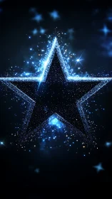 Starlit silhouette ignites a halo of electric blue glitter.