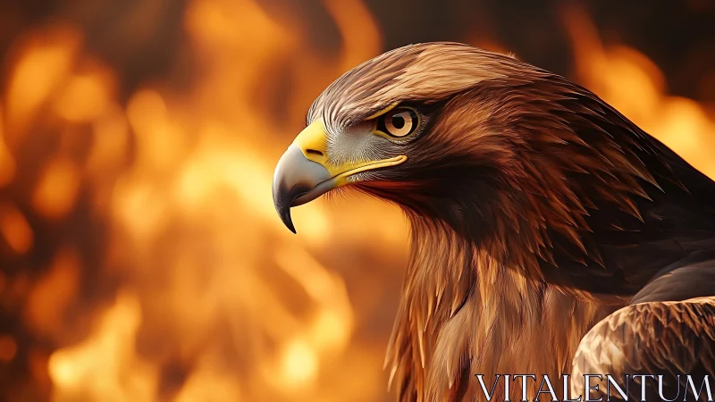 Majestic Golden Eagle Portrait with Fiery Abstract Background.