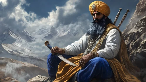 Mountain winds bow quietly to the vigilant Sikh guardian