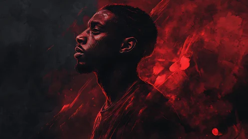 Crimson echoes trace a steady profile carved from shadow