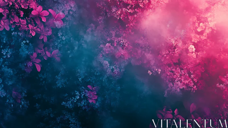 Chromatic Bloom: Neon Florals Dancing Through Twilight Mist.