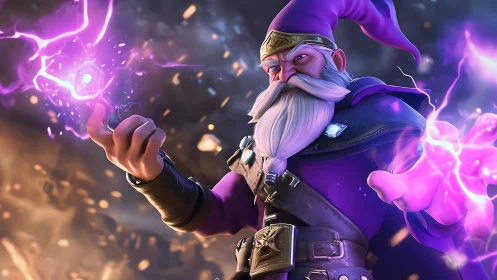 Arcane vector wizard channeling dual-handed plasma surge.