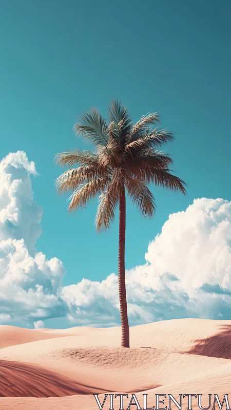 Lone dreamer palm sketches shade across pastel desert