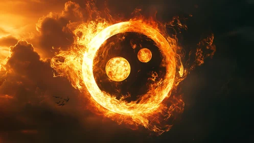 Cosmic Binary Star System Engulfed in Flames.