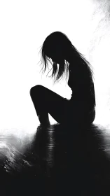 Silhouetted waves cradle a quiet figure in liquid light